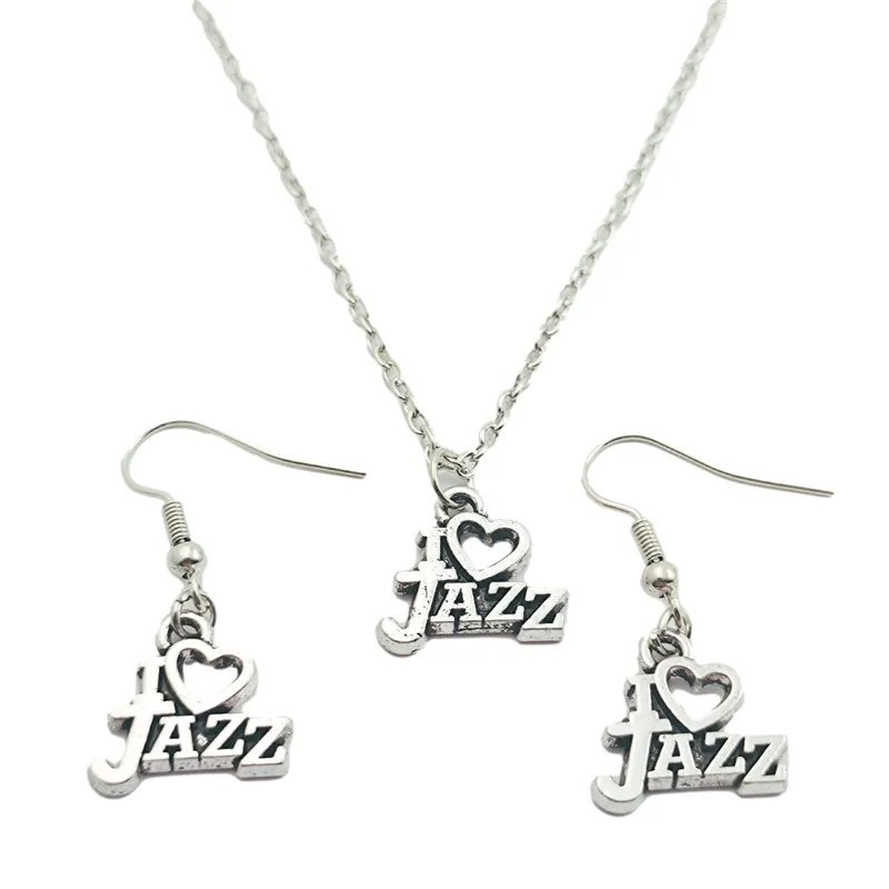 

I Love Jazz Jewelry Set Creative Earring Necklace Sets,Antique,Beauty Vintage Fashion Women Christmas Birthday Girl Gifts