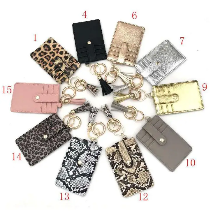 

Fashion Pocket Clip Keychain New Design Hot Sale PU Leather Tassel ID Card holder Credit Card Wallet Keychains SN3130