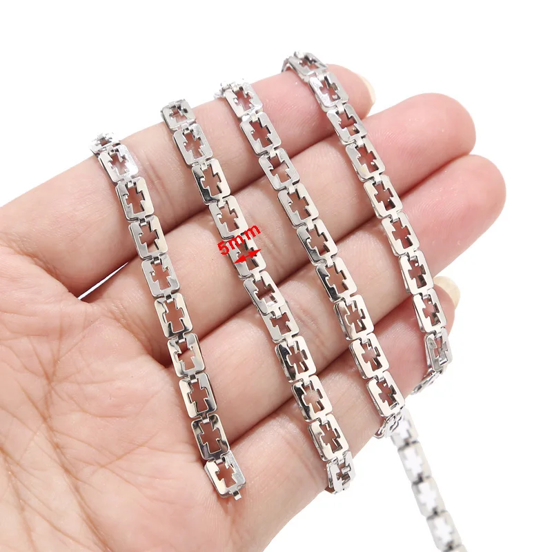 Цепочки из нержавеющей стали с серебряными звеньями ажурные плетения ручной