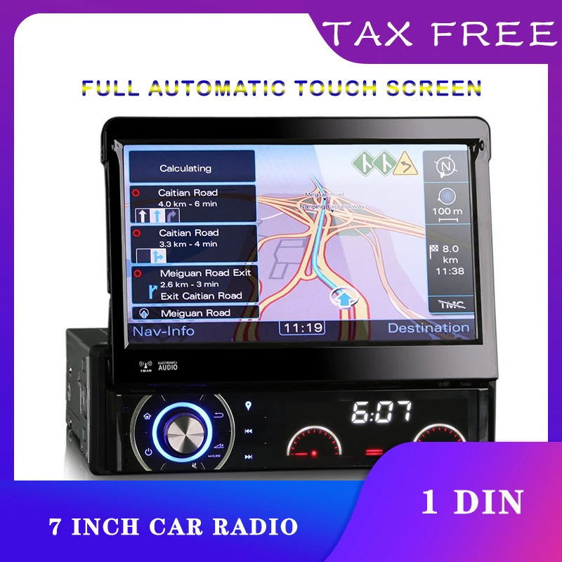

1 Din 7" Car Multimedia Player with GPS Navigation Android 10.0 Single 1din Car Radio GPS Navigation Multimedia Car Audio Stereo