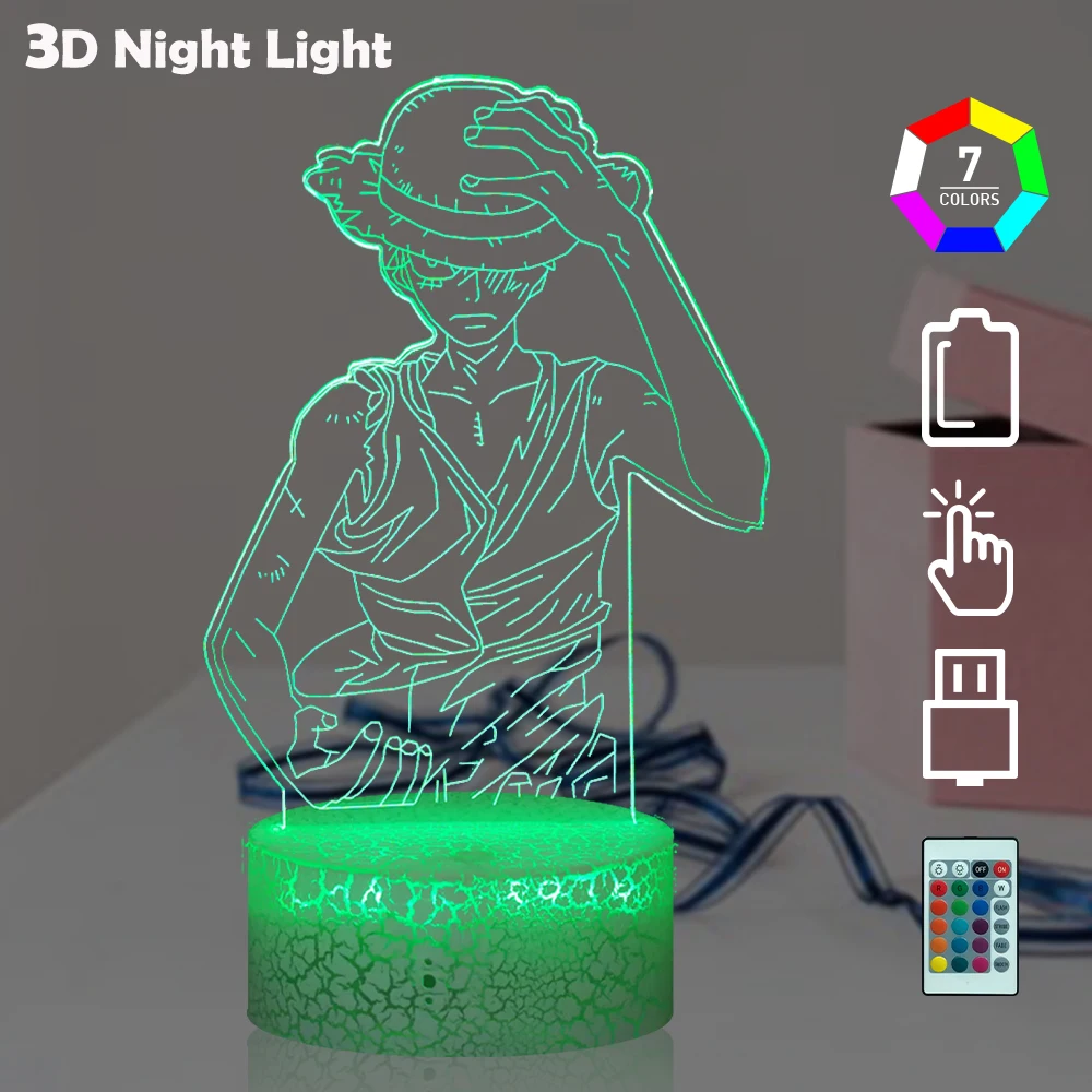 Обезьяна д Луффи ночной Светильник аниме цельный Зоро igure светодиодный Цвет Чанг