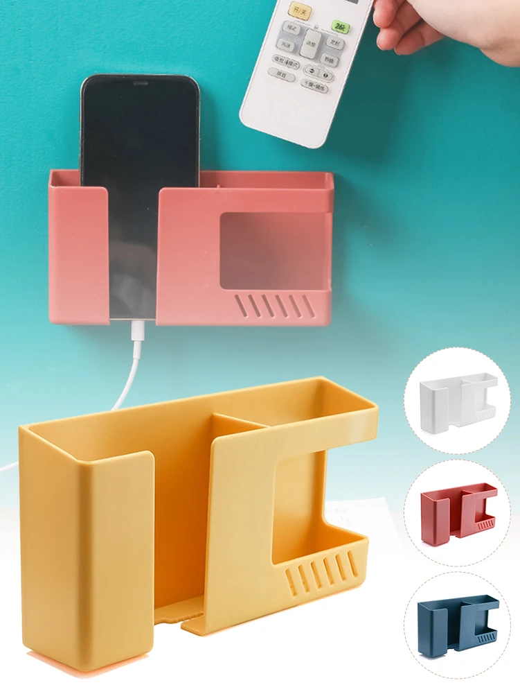 wall mounted organizer remote control holder punch free storage box tv air conditioner remote holder phone stand home office new free global shipping