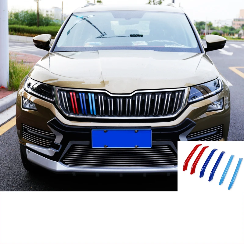 Lsrtw2017 Abs автомобильный передний гриль средняя сетка планки автомобиля Стайлинг для Skoda Kodiaq Gt интерьерные молдинги аксессуары - Название цвета: co-driver 1