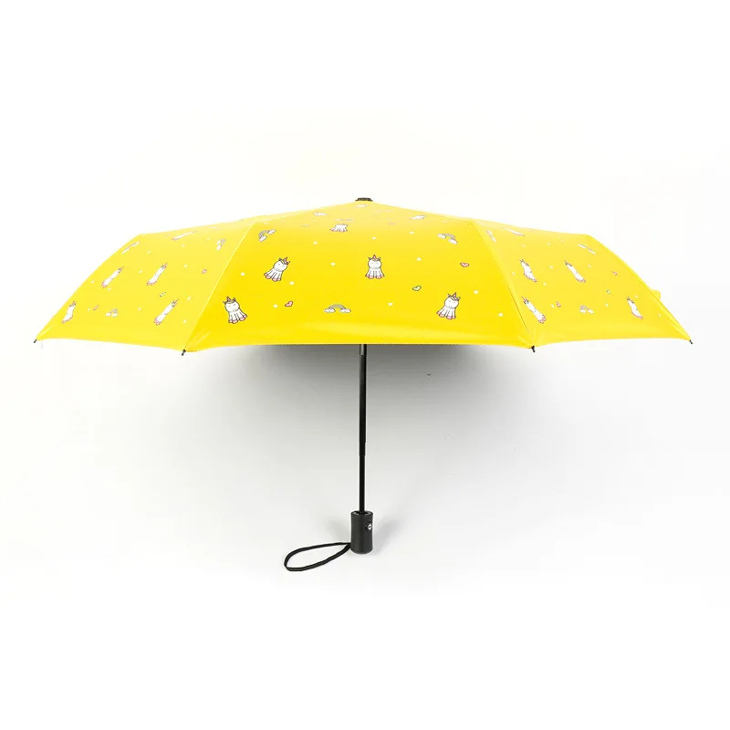 

Automatic Folding Umbrella Black Plastic Sunscreen UV Protection Creative CartoonUmbrella Cute Wind Unicorn Cartoon Umbrella