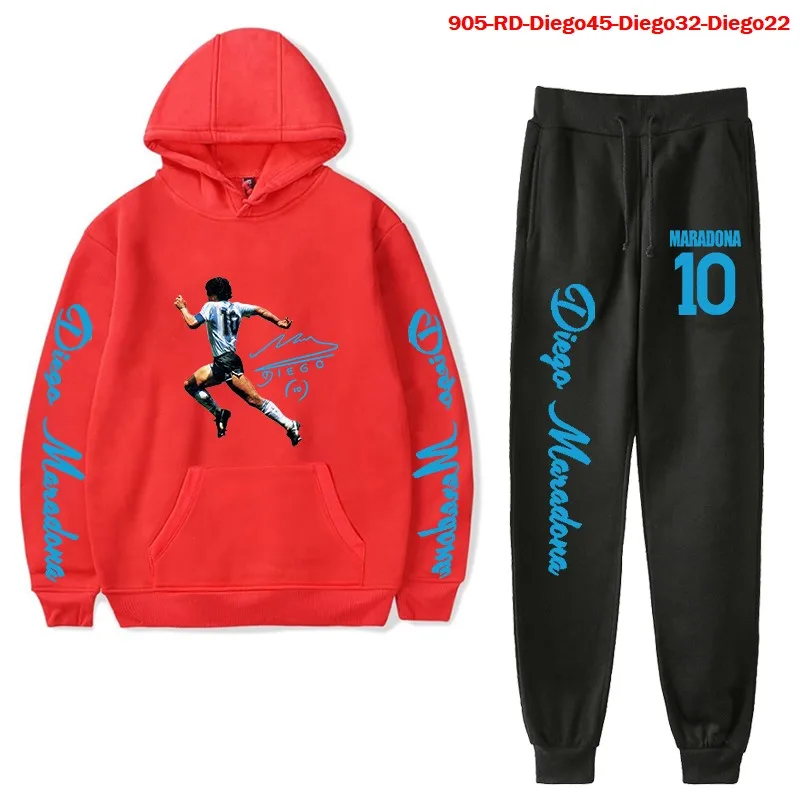 

2020 Diego Armando Maradona Sweatshirt Trousers Pants Fashion Autumn Casual Hoodies+Pants Women Men Tracksuit Clothing