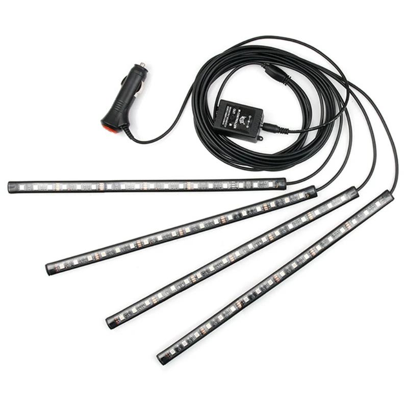 

4X 72LED RGB Car Interior Atmosphere Light Strip Bar Bluetooth APP Music Control U90C