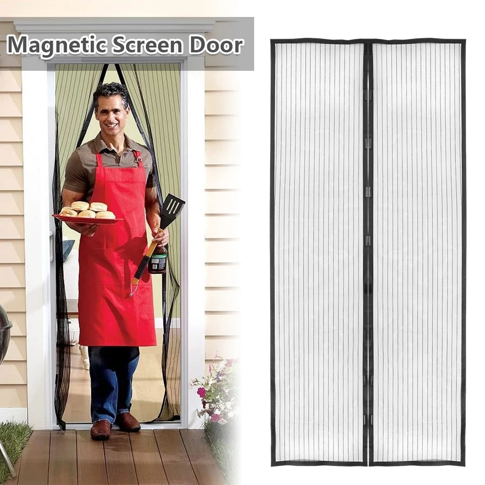 

Magnetic Screen Door Anti Mosquito Mesh Magic Fly Curtain Top-to-Bottom Seal Snaps Shuts Automatically Fastening Bug Insect Net