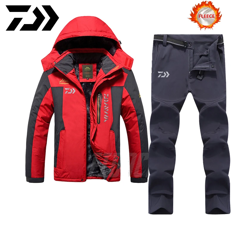 

DAIWA Fishing Clothes Sets Outdoor Fishing Clothing Winter Keep-warm Men Fishing Suit Breathable Fishing Jacket Plus Velvet