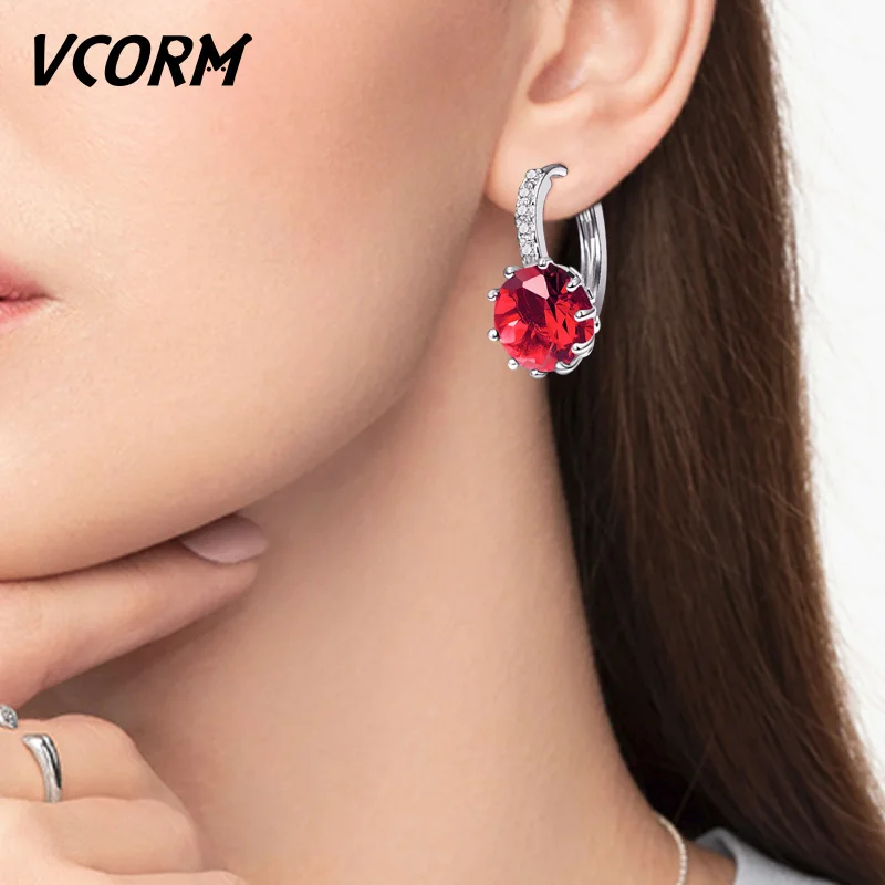 

VCORM Small Silver Color Crystal Earrings Fashion Geometric Wedding Party Cubic Zirconia Tiny Stud Earrings for Women Jewelry