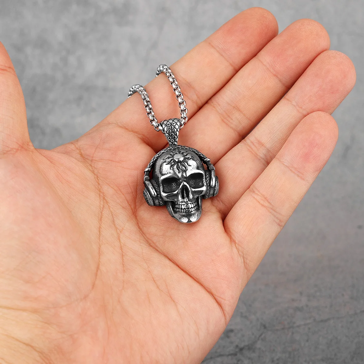 Мужские ожерелья из нержавеющей стали с подвеской в виде черепа стиле панк для