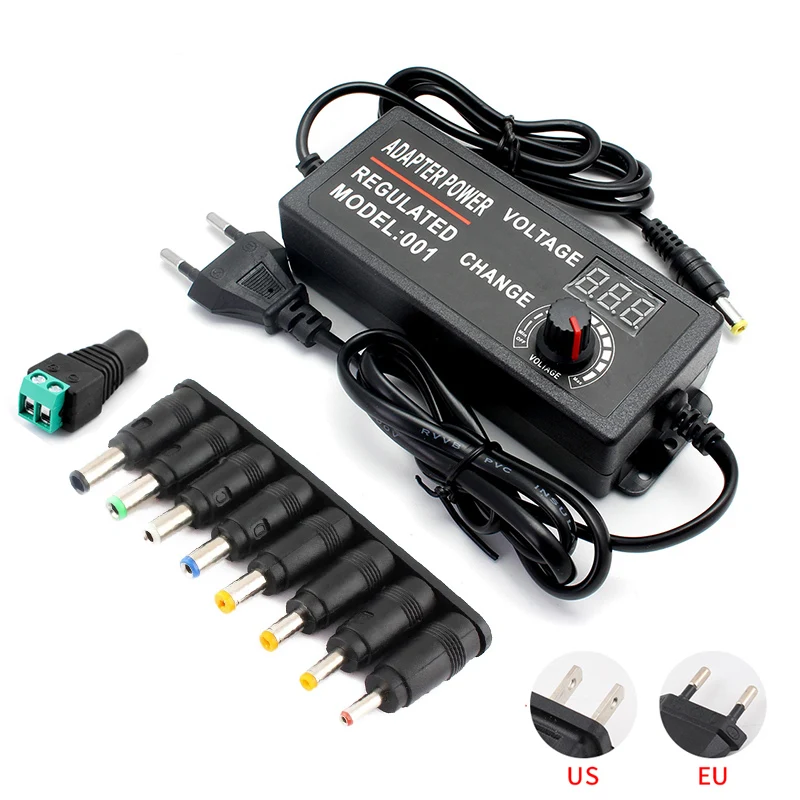 

Switching Power Supply Adjustable AC 220V 110V TO DC 3V 5V 9V 12V 24V 36V 1A 2A 3A LED Adapter With 8 Connect Plug DC Female