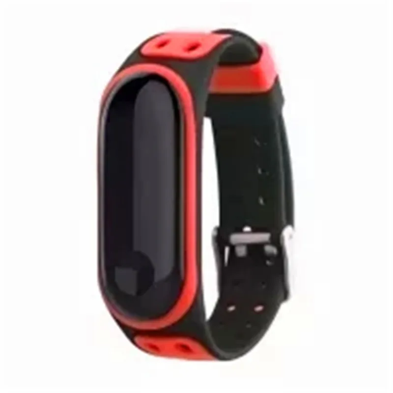 Black red Mi Band 4 ремешок сменный Браслет для часов для Xiaomi mi band 3 4 спортивный силиконовый браслет умные аксессуары совместимый mi Band 3 bel - Цвет ремешка: Black red
