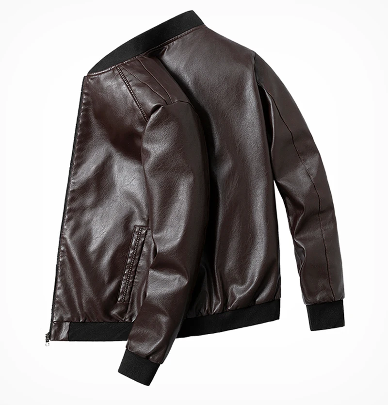Куртка мужская кожаная на молнии мотоциклетная велосипедная верхняя одежда из