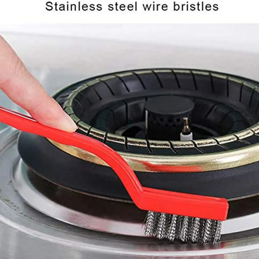 

3Pcs Nylon Brass Stainless Steel Bristles With Curved Handle Grip For Rust Dirt Paint Scrubbing With Deep Cleaning