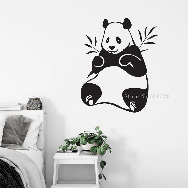Настенная виниловая наклейка панда бамбук медведь забавное животное
