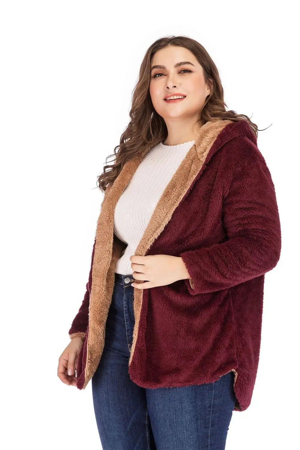 Осенне-зимняя женская флисовая куртка большие повседневные свободные шерстяные