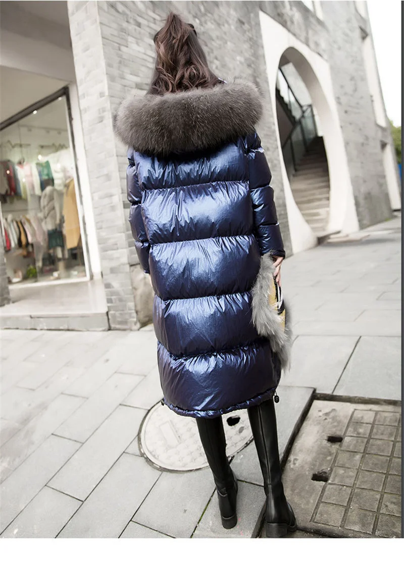

Women Down Jacket 2019 New Winter Coat big Real Fur Collar Women Long Paragraph Thickening Warm Hooded For Female Parka