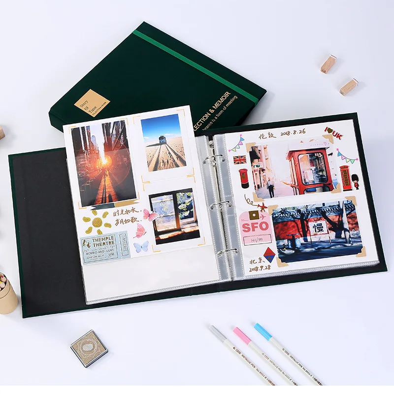 

Large Capacity Insert Photo Album Luxury Scrapbook Album Ticket Storage Book Creative Instax Album Stamp Collect Book Gift Ideas