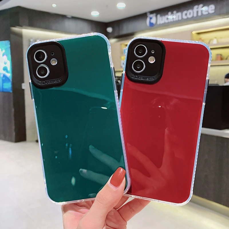 

Fashion Candy Color Bright Phone Case For iPhone 11 Pro Max SE 2020 Shockproof Simple Cases Cover