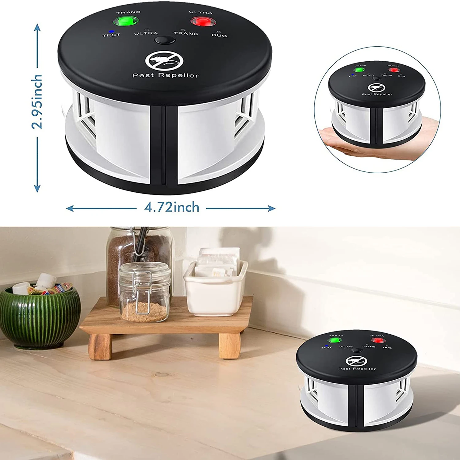 

Ultrasonic Repellent, Electronic Rodents Mice Repeller Mouse Deterrent,360 Degree Mouse Repellent 3 in 1 Pressure Wave