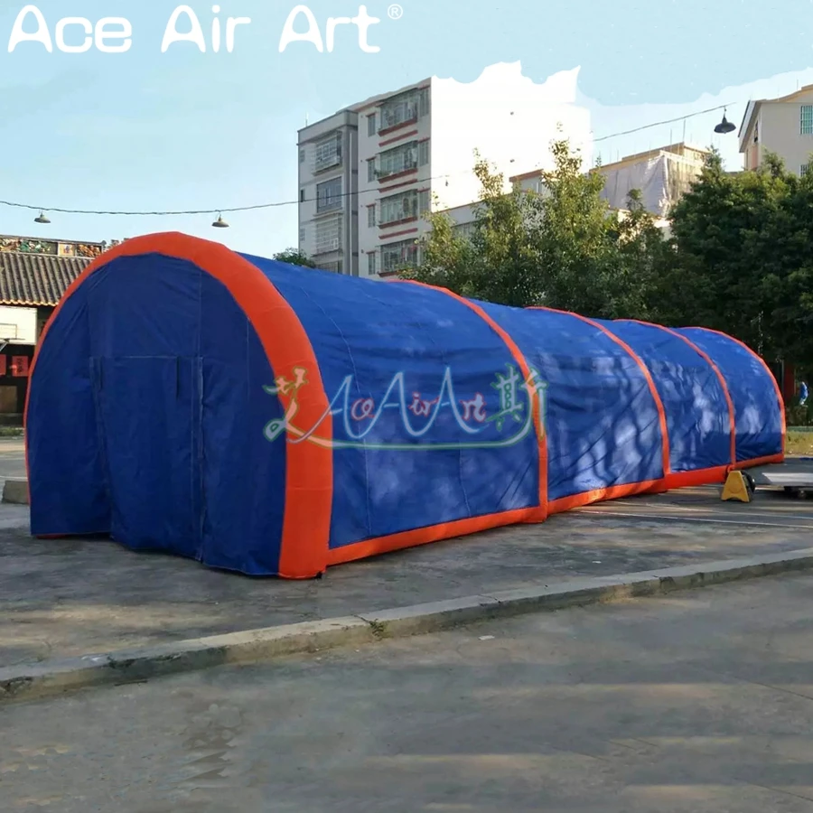 Гигантская синяя и оранжевая надувная туннельная палатка 20mLx4.5mWx3mH чехол для
