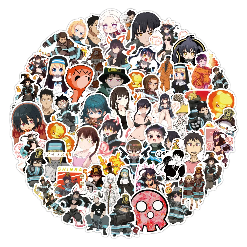 103050100pcs fire force anime stickers diy laptop fridge guitar luggage skateboard phone car graffiti sticker decals kid toys free global shipping