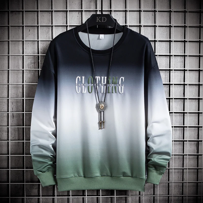 Мужские пуловеры с градиентным переходом цвета толстовки капюшоном свитшоты