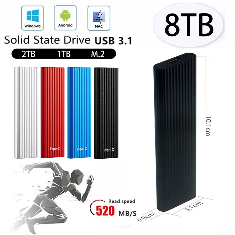 

Mini Portable SSD 1TB 2TB 4TB 8TB External SSD Solid State Drive USB 3.1 Type C Hard Disk Hard DrivesHard