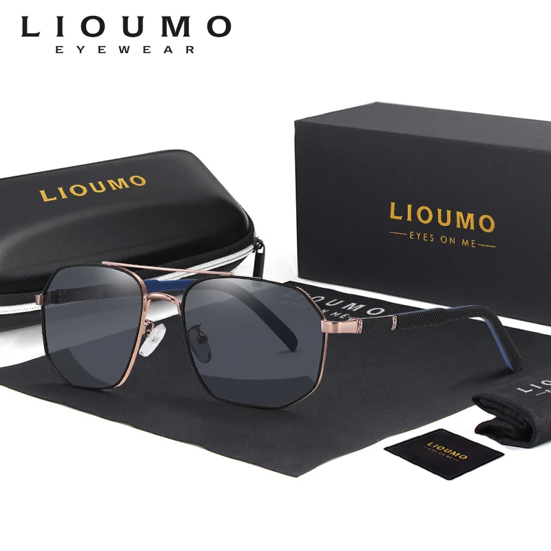 

LIOUMO Fashion Metal Frame Luxury Sunglasses Men Polarized Glasses Women Driving Goggle Anti-Glare Gradient lentes de sol hombre