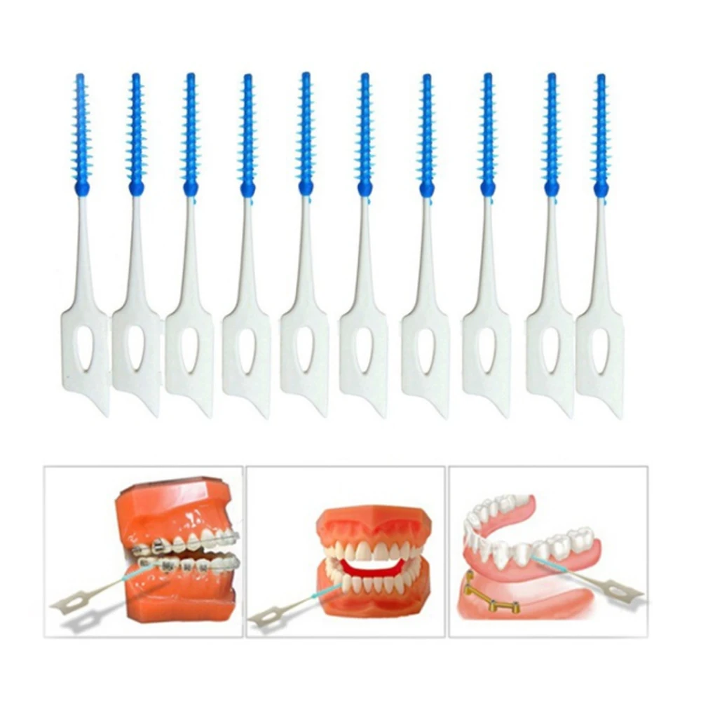 40 шт. межзубная щетка зубная нить чистка полости рта с двойной головкой