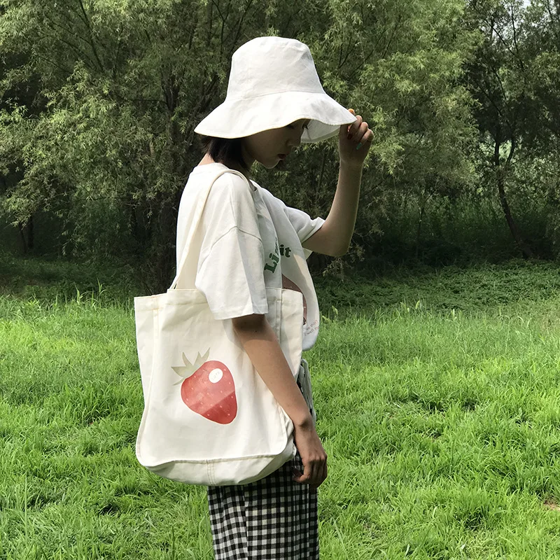 Youda новинка фруктовый принт женские холщовые сумки большая вместительность