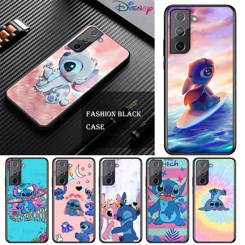 

Disney Cute Stitch For Samsung Galaxy S21 S10 S10E S9 S8 S7 Note 20 10 9 8 Ultra 5G Plus Edge Pro Black Phone Case