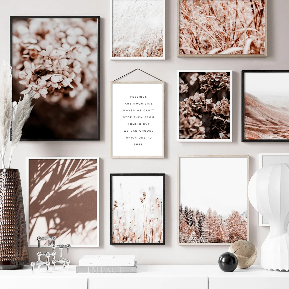 Осенний лес Горный цветок листья искусственная Картина на холсте скандинавские