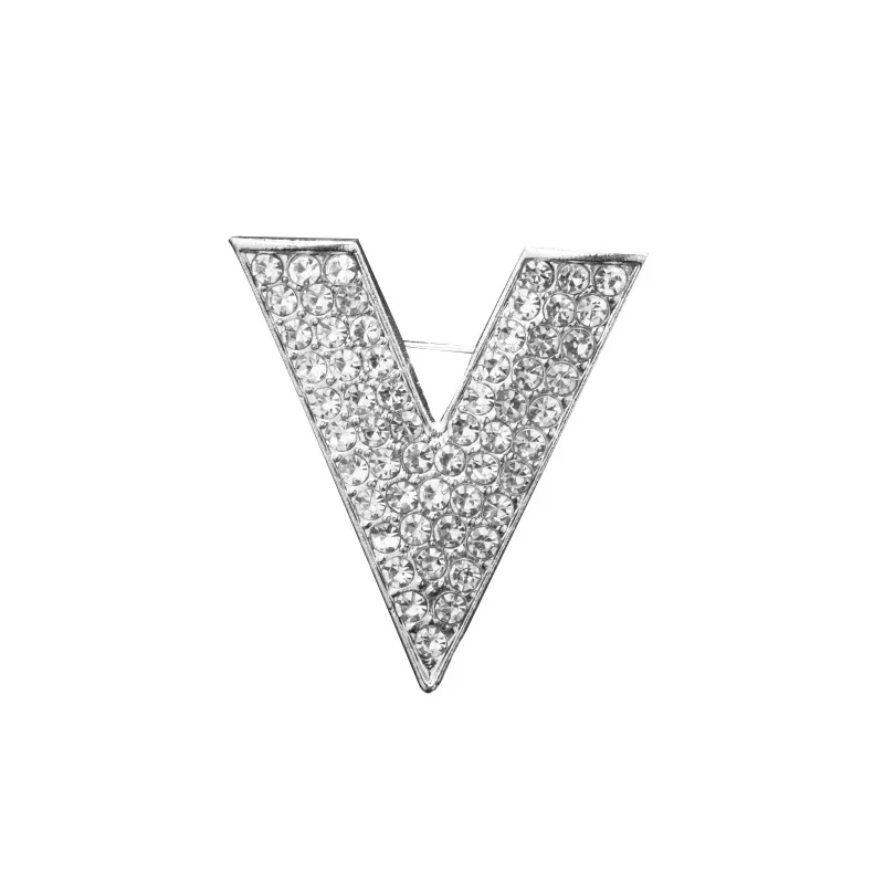 Новинка минималистичный кристалл новая Буква V Брошь булавка Стразы треугольная