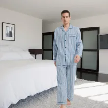 Pyjama à boutons pour hommes, ensemble pour la maison, avec pantalon, adapté pour le printemps et l'été, Global