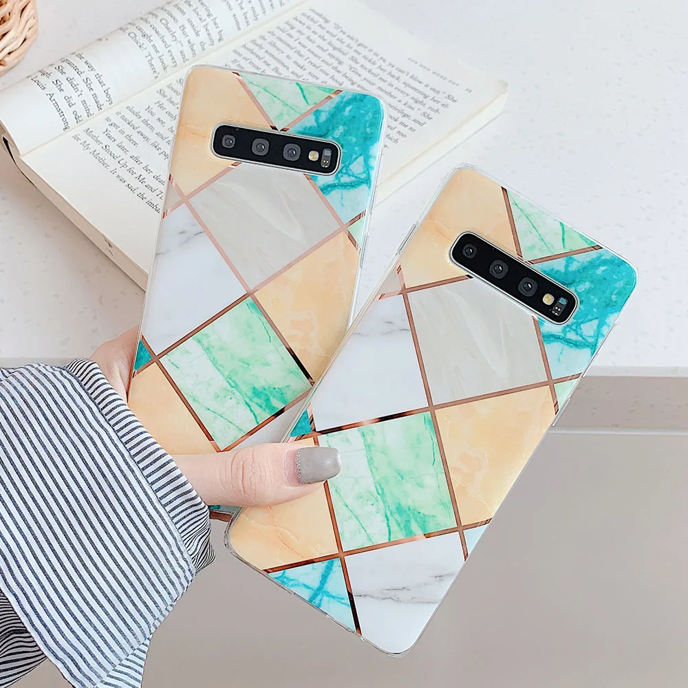 Чехол для телефона с геометрическим рисунком Samsung Galaxy Note 10 Pro S8 S9 S10 Plus S10E мраморный