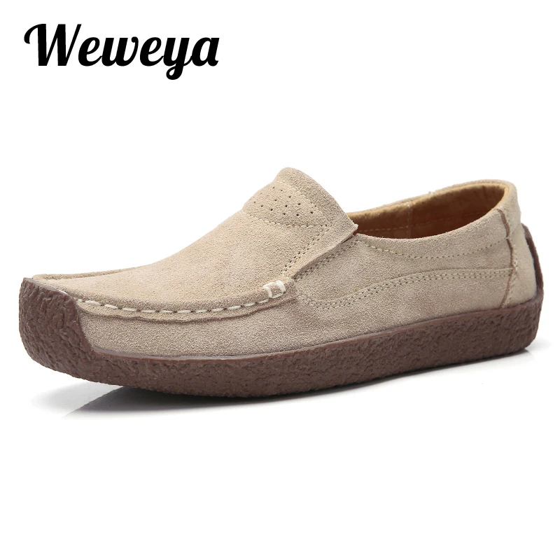 Мокасины женские из натуральной кожи туфли на плоской подошве замшевые лоферы