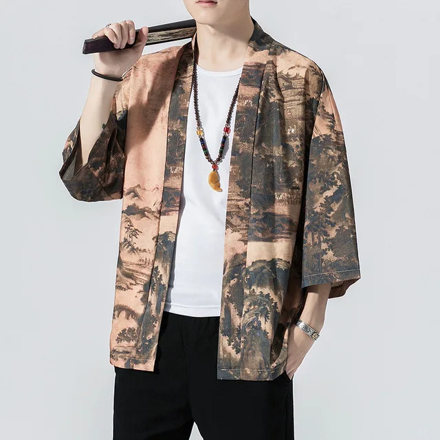 Китайский Ele Для мужчин t Han Fu кимоно Haori размера плюс 5XL кран халат японский Стиль