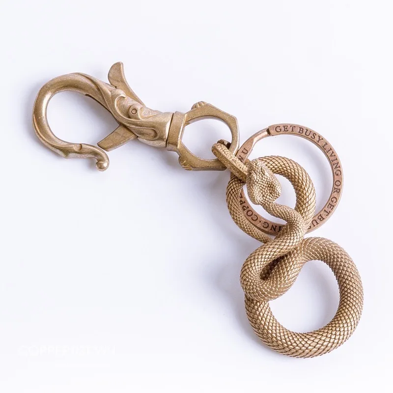 Type11 no zircon eye Coppertist. Wu змей бронзовый брелок латунный брелок для ключей ручной работы Золотой Модный Животное змея кольцо для ключей с сумочкой кулон панк-рок - Цвет: Type11 no zircon eye