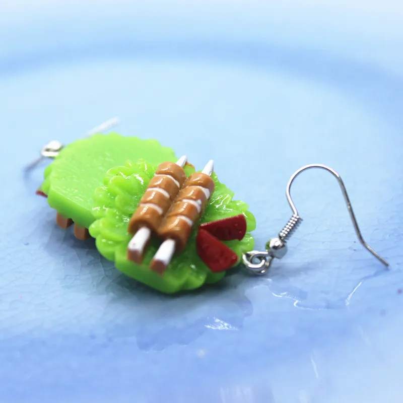Забавные серьги для гурманов шоколада блинчиков шампуров чая яйца сосисок