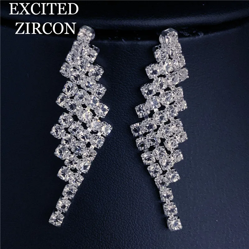 Стразы ожерелье с кристаллами бриллиантами серьги элегантная Невеста Подружка