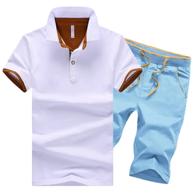 

2021 Men's Polo Shirt Summer Brand Two-Piece Casual Sports Suit Polo Shirt Men's Breathable Wicking Belt Track Suit Men
