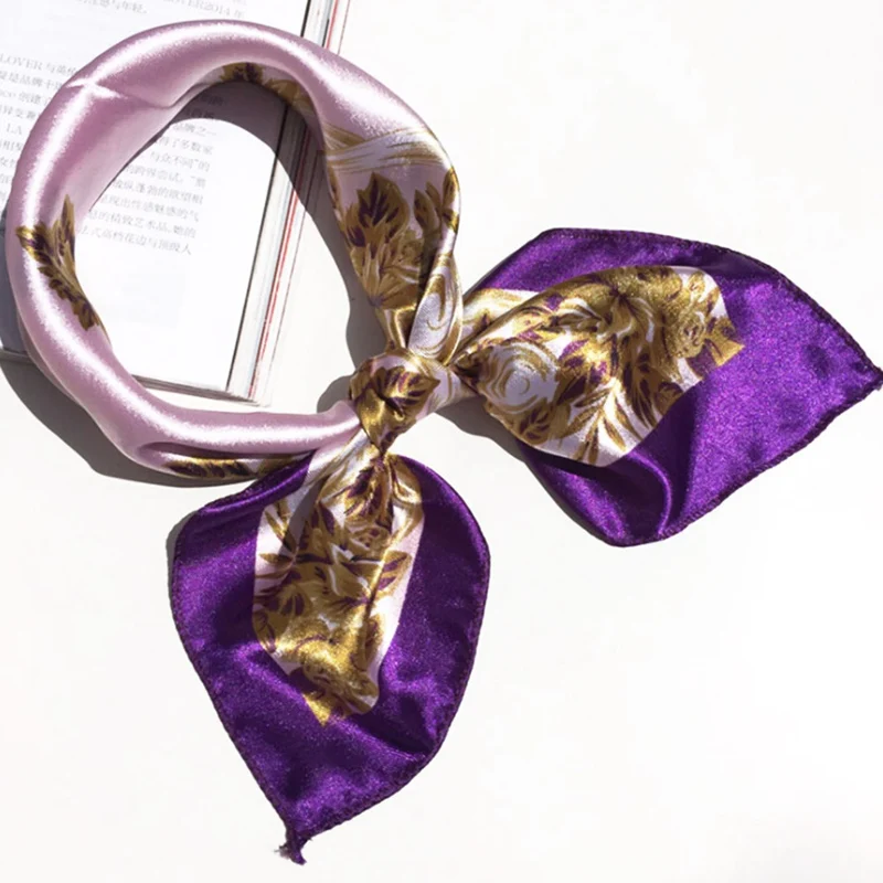 

Square Silk Scarf Women Fashion Print Small Neck Scarfs Office Lady Hair Band Foulard Hand Kerchief Female Bandana Shawl 2021