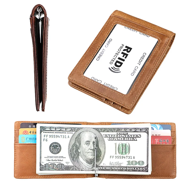 

11 Card Slots Genuine Leather Slim Wallets Men Fashion Wallet Pocket RFID Blocking Mini Wallet