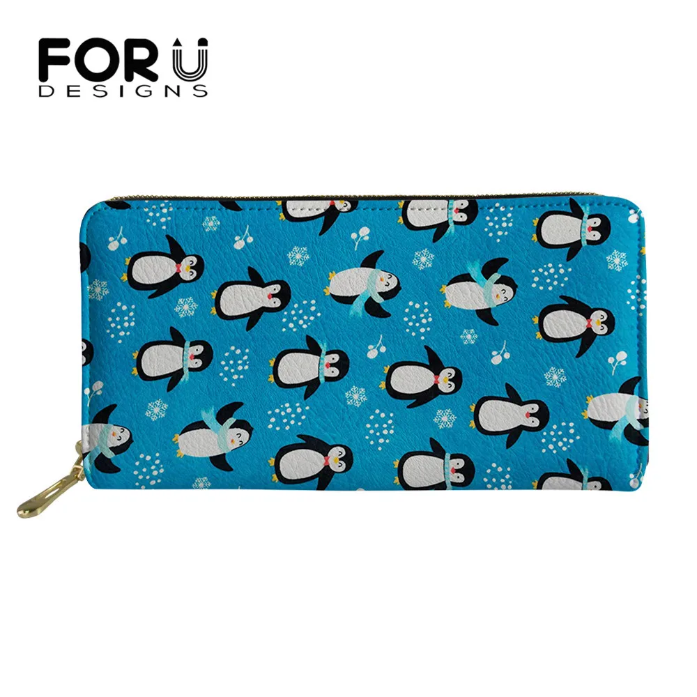 

FORUDESIGNS Cute Cartoon Penguin Women's Wallet Female Luxury Pu Long Purse Girls Harajuku Cartera Clutch Bags Portafoglio Donna