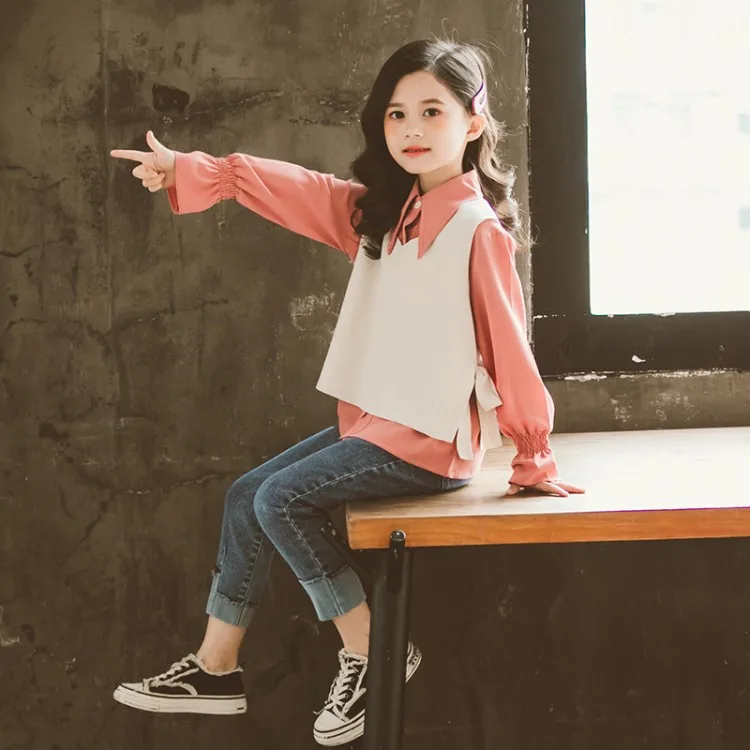 

Children Girls Clothes Set Spring Sweat Shirts+Pants 2pcs girl Clothing Sets 6 8 10 12 14 teenagers Warm Suit Cartoon Tracksuit