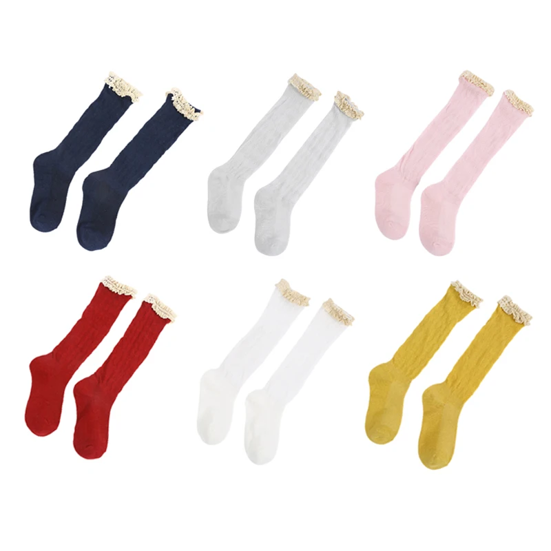Милые хлопковые чулки для маленьких девочек 6 цветов сезон весна-осень Удобный