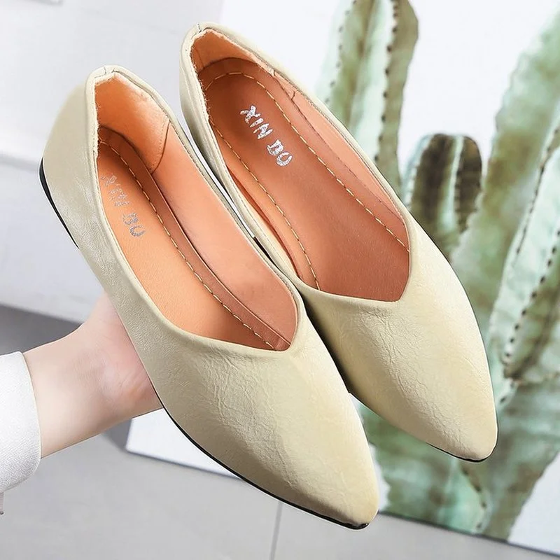 

New Women's Flat Shoes Pure Color Wild Mature Elegant Casual Simple Wild Large Size Fashionable Women's Single Shoes 2021
