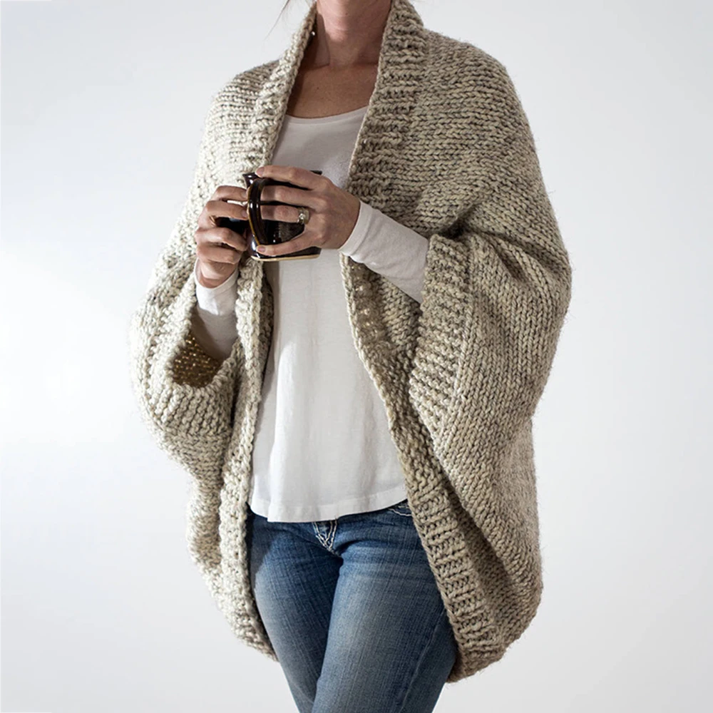 

Autumn Winter Batwing Sleeve Knitwear Cardigan Plus Size Women Knitted Sweater Cardigans Female Elegant Jumper Coats