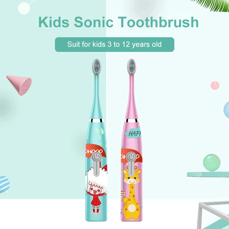 

New Electric Tooth Brush For children Sonic electric toothbrush Kids 1 3 heads Gift Battery Toothbrushes